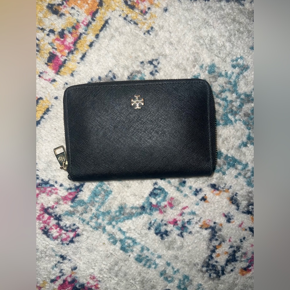 Tory Burch Black zip around wallet